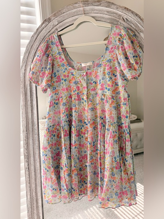 LoveShackFancy Dresses & Skirts - LoveShackFancy Women's Runa Floral Printed Tiered Cotton Mini Short Dress Size L